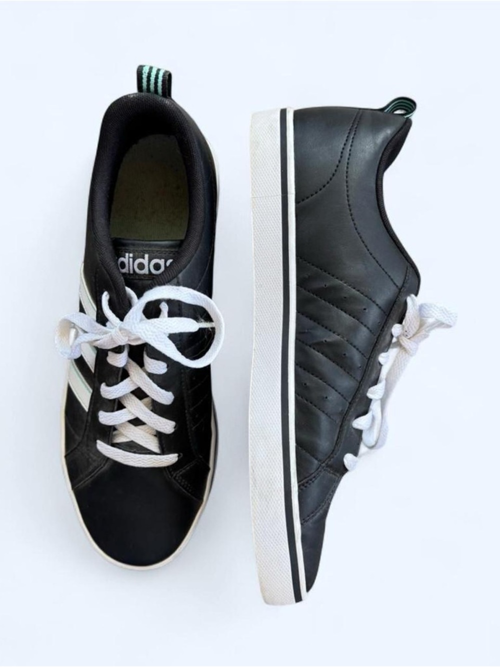 ADIDAS VS Pace 2.0 Black Sneakers with White Stripes and Laces